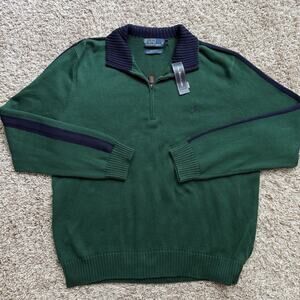 NWT Polo Ralph Lauren 100% Cotton Green Quarter Zip Sweater Pullover Size XXL